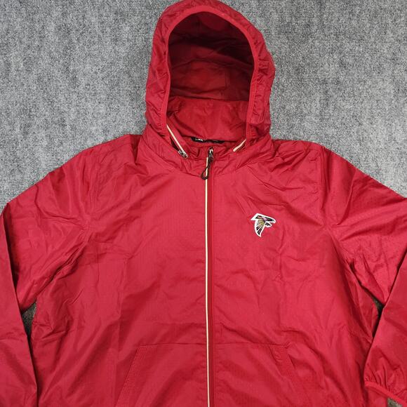 Atlanta Falcons Jacket Womens XXL Red Long Sleeve Zip Up Hood MSX NFL Casual - Picture 2 of 16